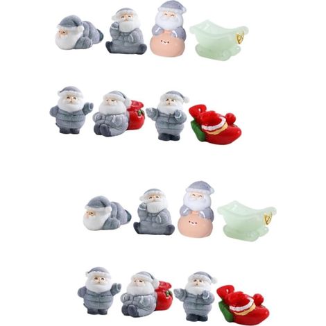 16pièces Décorations De Noël Résine Santa Claus Ornements pour Paysages Festifs Et Bricolages De Noël (1/5)