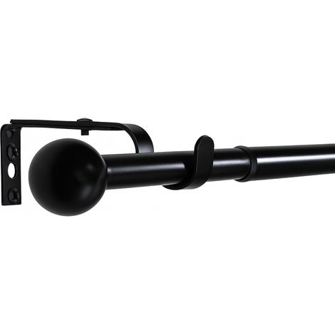 Gardinenstange ausziehbar Flexa Schwarz-matt Endstück Kugel 16/19mm 160-300cm