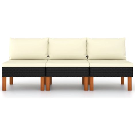 Canapés centraux 3 pcs, Canapé droit, Canapé relax Résine tressée et bois d'eucalyptus MJU6120 (1/5)