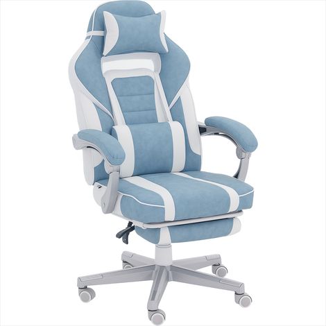 Chaise de bureau Bleu chaise gaming ergonomique avec repose-pieds (1/5)