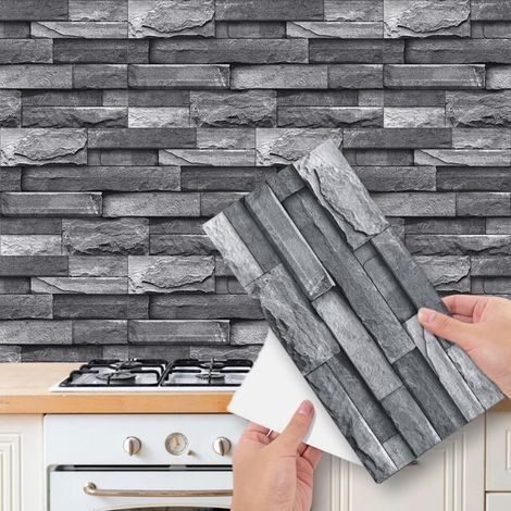12 adesivi per piastrelle con motivo a mattoni, impermeabili, per rivestimenti di bagno e cucina (15 cm x 30 cm) (1/5)
