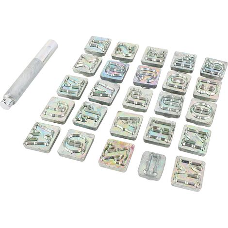 Outils de gaufrage du cuir, poignée antidérapante en acier inoxydable, facile à utiliser, kit de gaufrage de lettres majuscules, convient aux ceintures, portefeuilles, vêtements, etc. (1/5)