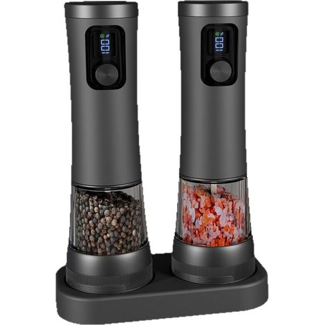 Electric pepper mill with grind adjustment, sea salt and Sichuan pepper mill, automatic spice jar, practical and portable kitchen container for food (1/2)
