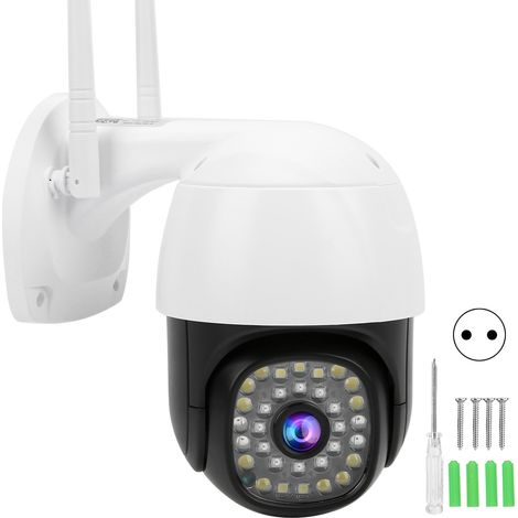 Caméra Extérieure WiFi HD IP66 32 LEDS Détection Mouvement Son Alarme Sécurité Maison Prise UE 100-240V (1/5)