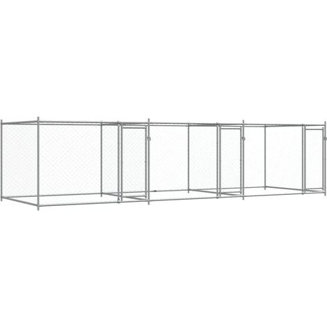 Gabbia per cani con porte 6 x 2 x 1,5 m acciaio zincato grigio 020041625