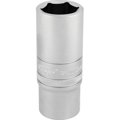 Draper 18mm Deep Socket 3/8" Drive, Micro Satin Chrome Finish, Part Number 17545, Metric Size (1/5)