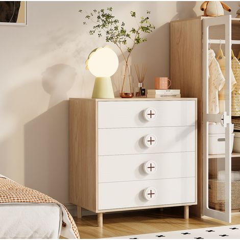 Commode 4 tiroirs 80x54x90 cm, blanche, pour chambre, salon et bureau (1/5)