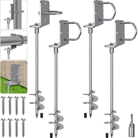Lot de 4 piquets de Trampoline Robustes de 76,2 cm, ancrages au Sol en Spirale de 7,6 cm de Large, entièrement soudés, pour Trampoline, abri de Jardin, balançoire, Mobile Home (1/5)