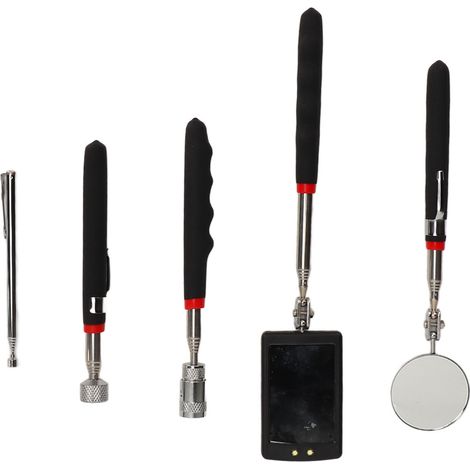 Outil de ramassage télescopique, pince magnétique, miroir d'inspection circulaire télescopique, LED carrée, tige de 15 lb, 8 lb et 1,5 lb