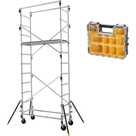 Trabattello mobile domestico -  Altezza di lavoro max 4.70m + Organizer - 347703-ORGANISA
