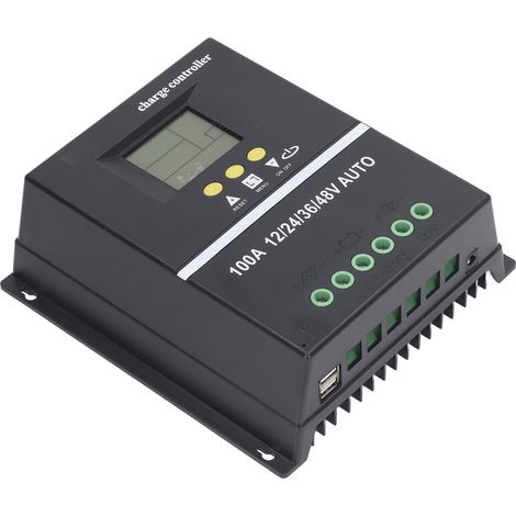 Contrôleur de charge solaire MPPT, double port USB, écran LCD rétroéclairé, régulateur de panneau solaire adaptatif 12 V, 24 V, 36 V, 48 V (1/5)