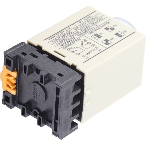 ST3PA‐B 0‐10S Einschaltverzögerungs-Timer-Relais mit Drehknopfsteuerung und Sockel, 220 V Wechselstrom (1/5)