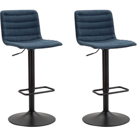 Lot de 2 Tabourets de Bar Réglable "Destiny" 85,5-107cm Noir & Bleu (1/5)