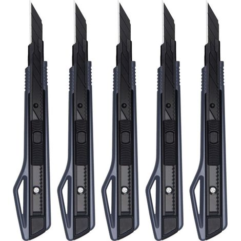 AMXCNOY 5-teiliges 9-mm-Schneideset – Einziehbares Universalmesser – Grafikmesser – Für Tapeten, Papier, Augenbrauenstifte, Bastelarbeiten (1/4)