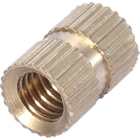 10 écrous cylindriques moletés en laiton M6, moulés avec insert (M612L8,3MM) (1/5)