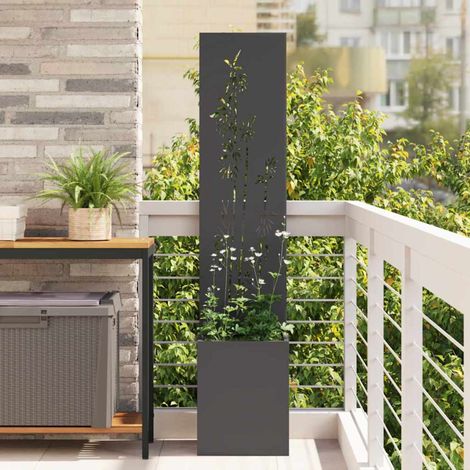 Garten Sichtschutz-Leinwand Floral Schwarz 32 x 32 x 150 cm