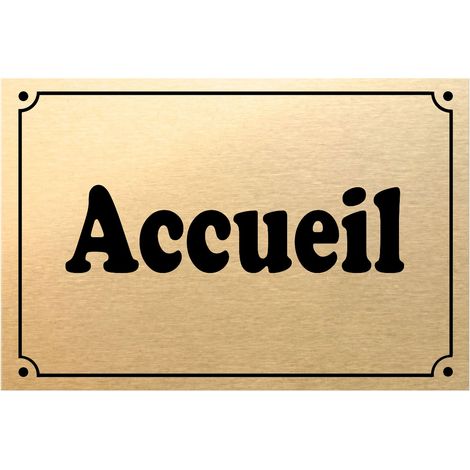 Plaque de porte métal or accueil (1/2)
