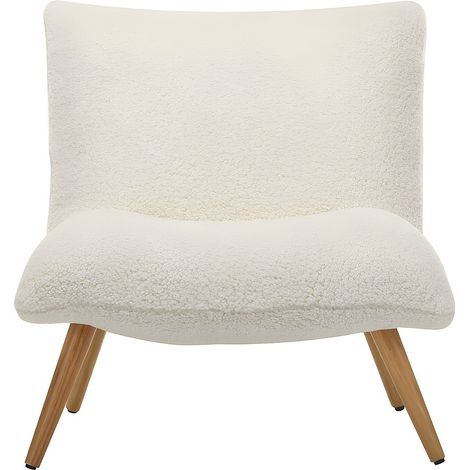 Fauteuil en tissu bouclette effet peau de mouton PEPITA - Blanc (1/3)
