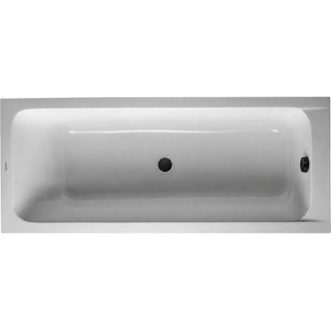 Bañera recta 170 X 75 DURAVIT D-Code acrílico con desagüe en el centro + desagüe negro mate