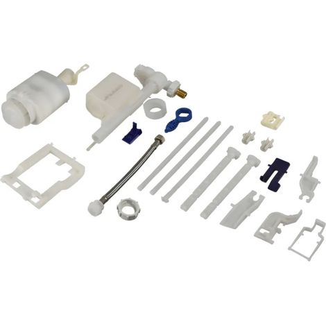 Kit complet pièces détachées mécanisme chasse d'eau réservoir WC encastré – Activation double chasse – Compatible réservoirs depuis 2001 (1/5)