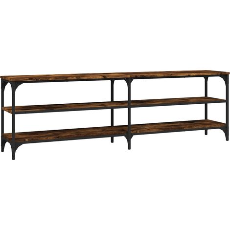 Mueble TV multimedia estantería para televisión buffet para televisión comedor salón dormitorio roble ahumado 160 x 30 x 50 cm madera contrachapada marrón 020027349