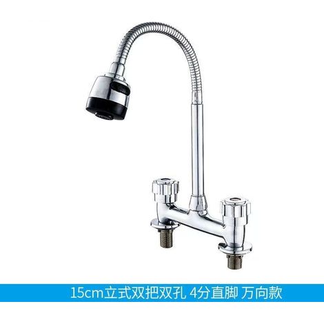 Antikes Kupfer-Doppelwaschbecken mit Warm- und Kaltwasseranschluss, Aufsatzwaschbecken, 20 cm Mischbatterie, Dreiloch-Sanitärwaschbecken -- MH-62