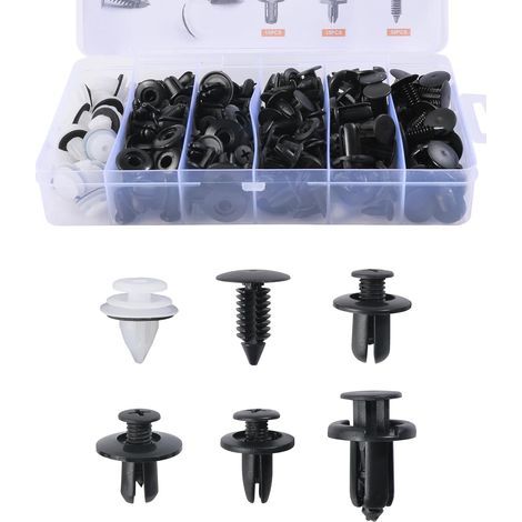 140PCS Clips de Fixation Voiture,Rivet Plastique,Pieces Auto,6 Types Différents de Pinces de Garniture de Porte,Ensemble de Montage en Plastique de Voiture,Convient aux Portières,Pare-chocs (1/5)