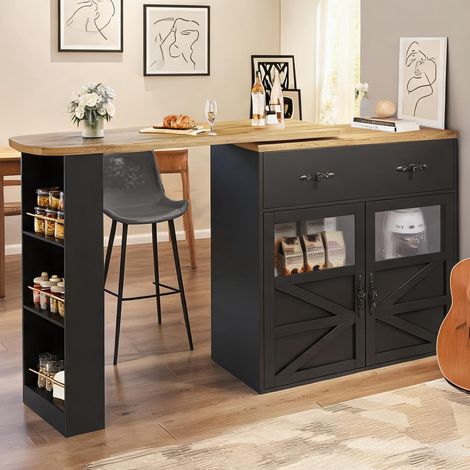 Buffet coloris noir en MDF 80,3 x 15,3 x 40,9 cm (1/5)