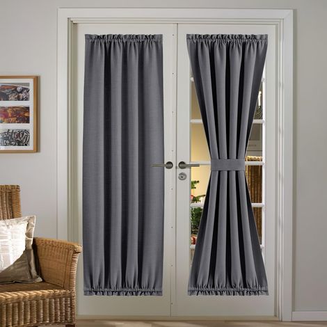Rideau de fenêtre occultant à Isolation Thermique et réduction du Bruit, en Faux Lin, pour terrasse, Porte française/en Verre, 1 Panneau, 91,4 x 182,9 cm, Gris Anthracite (1/5)