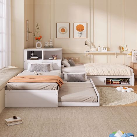 Modulares Sofa aus Stoff in Weiß 291.5 x 94 x 66 cm HOMAIRE (1/5)