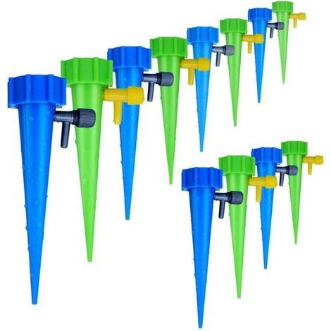 Set of 12 adjustable automatic drip sprinklers for garden, plant, and vegetable irrigation systems. (1/4)