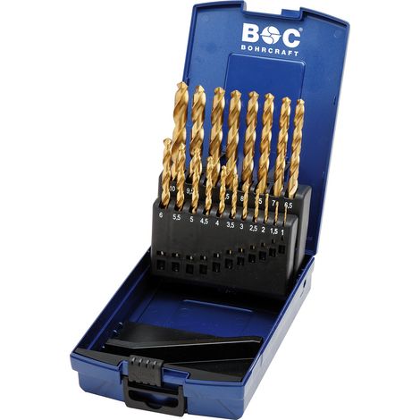DIN 338 N HSS-TiN Bohrer-Satz, KT10 ABS Box //1-10x0,5/19-tlg.  Bohrcraft 11301330019