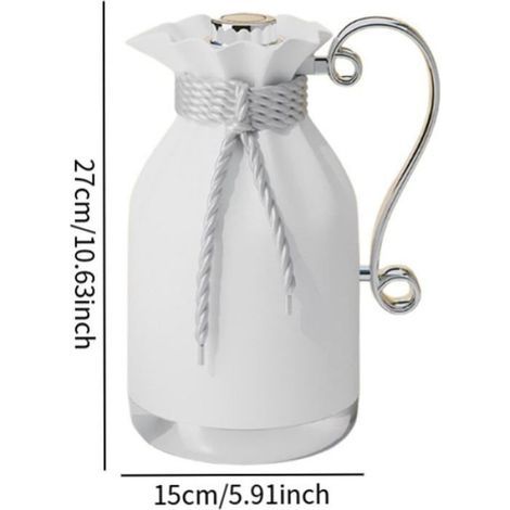 Kaffeekanne – Isolierte Teekanne 950 ml – Gehärtetes Glas – Für Zuhause, Treffen, Feiertage – Weiß (1/5)