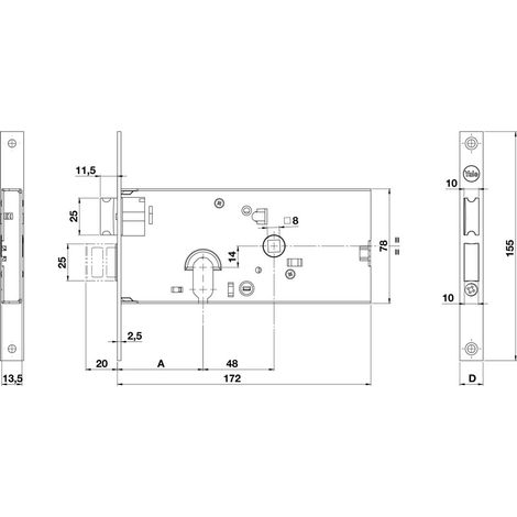 Serratura Meccanica da Fascia 860 E58 2 MAND.FR.16 Int. Yale 48 mm