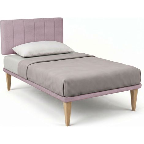 Letto 1 Piazza e Mezza con Rete Rivestita 120x200 cm Microfibra Glicine Tessis Testata Vertical (1/5)