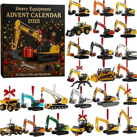 Calendrier de l'Avent Camion 2026 - 24 Ornements Acrylique 2D - Cadeau Garçon 1-6 Ans - Décoration Sapin Chantier (1/5)
