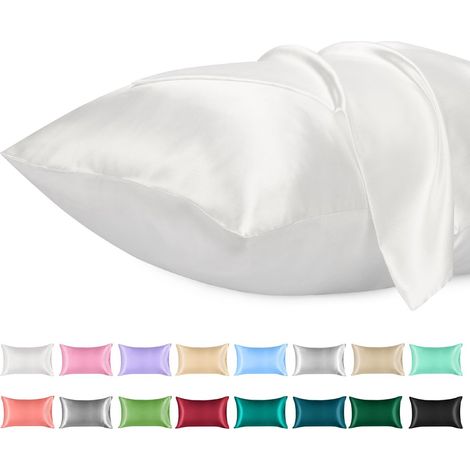 Taies d'oreiller en satin de luxe - lot de 2 - 100 % polyester - 50 cm x 70 cm (1/5)