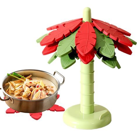 Set aus hitzebeständigen, platzsparenden Untersetzern, 21 x 19 x 8,5 cm, rutschfest und kratzfest, für Esstische, Küchenutensilien, Arbeitsplatten und Accessoires. (1/5)