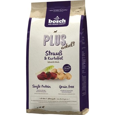 BOSCH bosch HPC PLUS Autruche et pomme de terre - Croquettes pour chiens adultes de toutes races - mono-protéine - sans céréales - 1 x 2,5 kg (4015598009027)