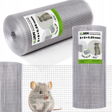 Filet anti-rongeurs 10x10x0,8 mm, soudé, largeur OC 50 cm, longueur 25 m