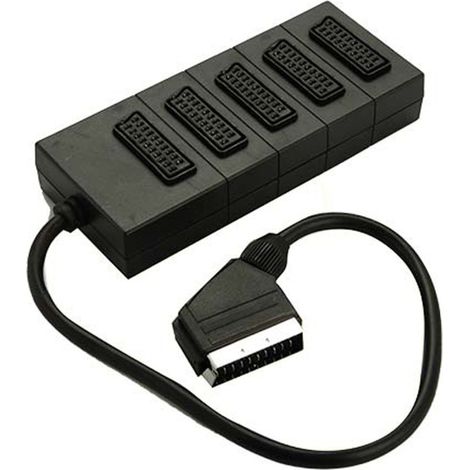 Trade Shop - Adaptador Multisocket 5x Toma Scart De 21 Patillas Conecta El Decodificador Dvd A La Tv - (1/2)