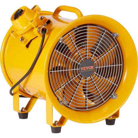VEVOR Extractor de Aire Industrial 550 W Ventilador Extractor Portátil Volumen de Aire de 304,8 mm 4247 m3/h Cable de Alimentación de 3 m Sin Toma de Carga Ventilador Portátil para Aspirar Polvo, Humo