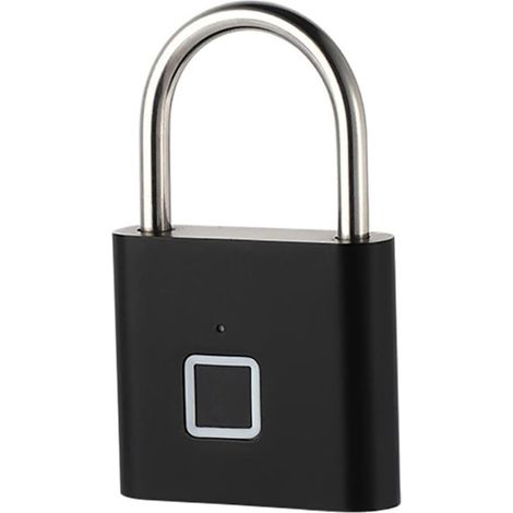 Lucchetto con impronta digitale, lucchetto per armadietto, lucchetto biometrico senza chiave per esterni, deposito, palestra, nero (1/4)