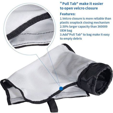 Sac A Debris - Pour Robot Piscine Pentair Racer - Fermeture Velcro - Compatible 360228 Et 360330 - Lot De 2 (1/4)