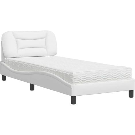 vidaXL Letto con Materasso Hvar Bianco 90x200 cm in Similpelle (1/5)