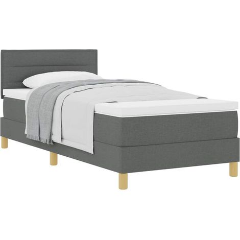 Matelas à ressorts rembourré, gris foncé, 80 x 200 cm, recouvert de tissu. (1/5)