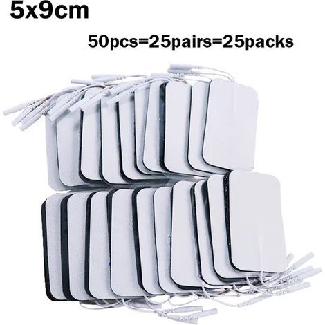 100/50 électrodes de stimulation musculaire 5x5cm, électrodes de rechange auto-adhésives non tissées pour appareil de thérapie numérique TENS02753