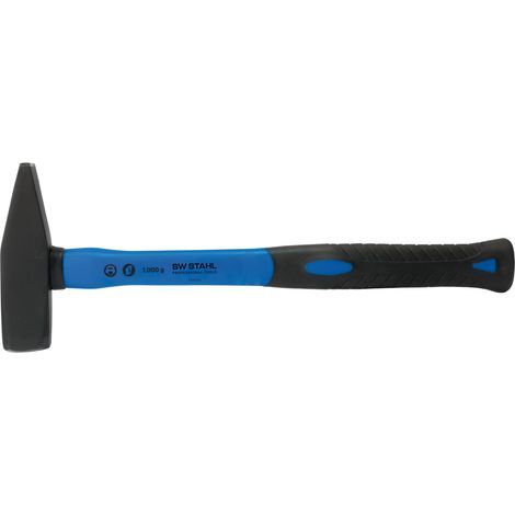 SW-Stahl 50410L Schlosserhammer mit Fiberglas-Stiel 1000g I Hammer mit Gummigriff I Werkzeughammer mit Fiberglasstiel I Hammer 1000g Kopfgewicht