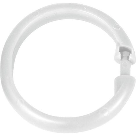 Lot de 12 crochets pour rideau de douche en plastique blanc – Anneaux de 6 cm pour barres épaisses – Installation facile (1/2)