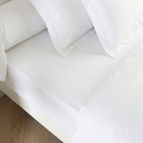 Drap housse coton percale bonnet 30 cm Blanc 80x200 - SOMEO - MORPHEE (1/2)